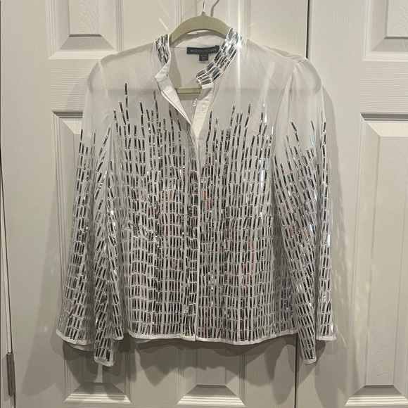 Boston Proper Tops - NWT-Boston Proper White Blouse with Silver Accents